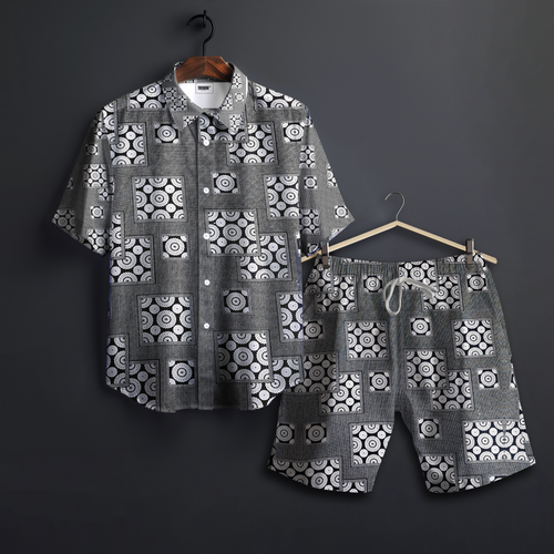 Echo Luxe Black Shirts and Short Set - 100% cotton