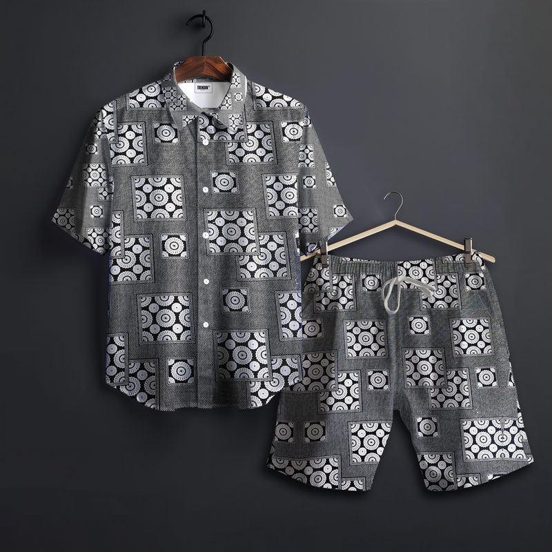 Echo Luxe Black Shirts and Short Set - 100% cotton