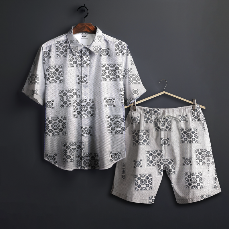 Echo Luxe White Shirts and Short Set - 100% cotton