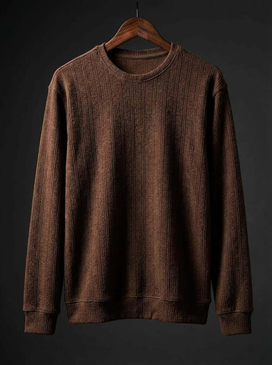 Daily Luxe Jacquard T-Shirt – Chestnut Brown