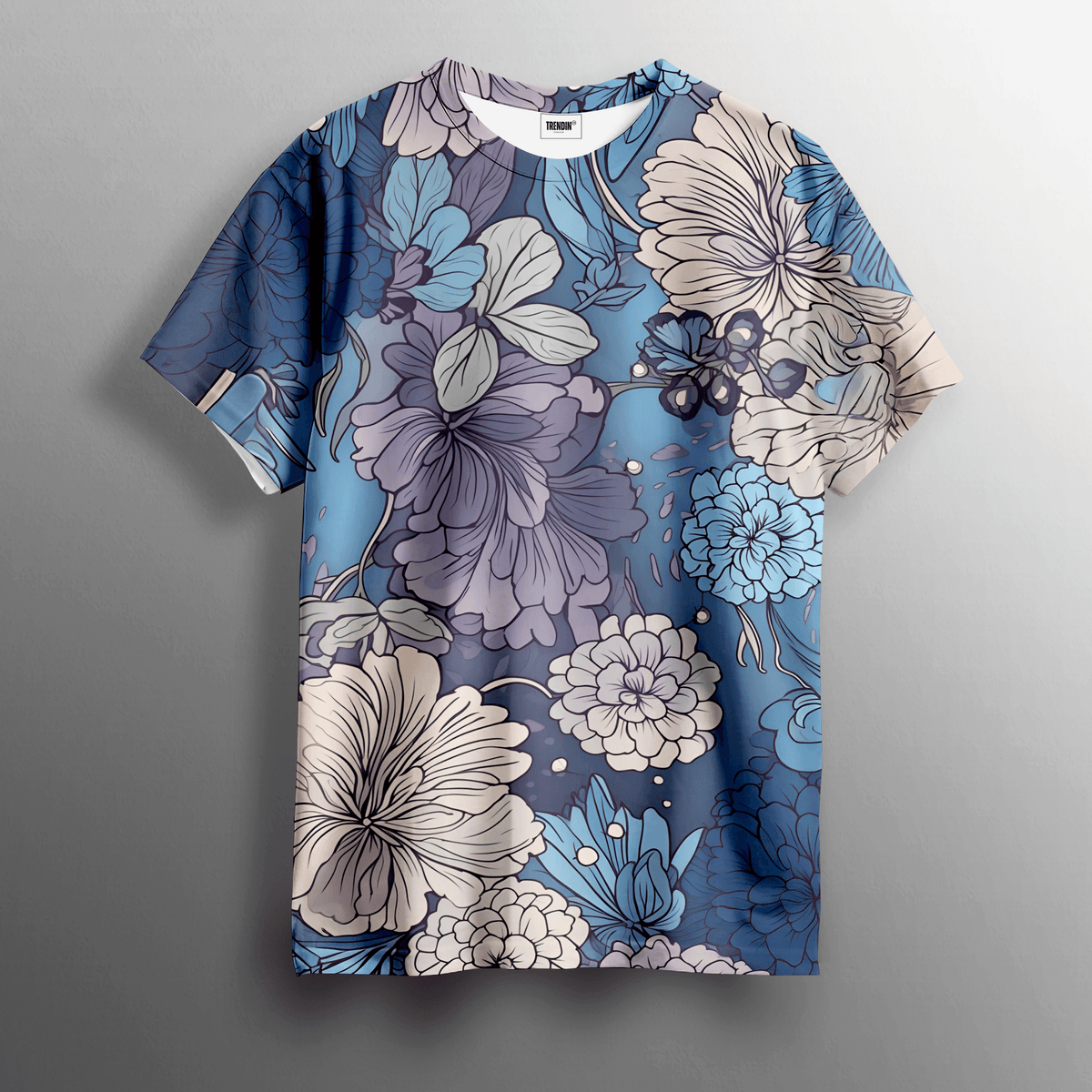 Floral Cascade Printed Tee - Stylish Cotton Streetwear