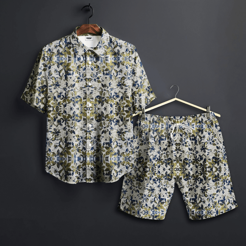Floral Print Shirt & Short Set - 100% Cotton