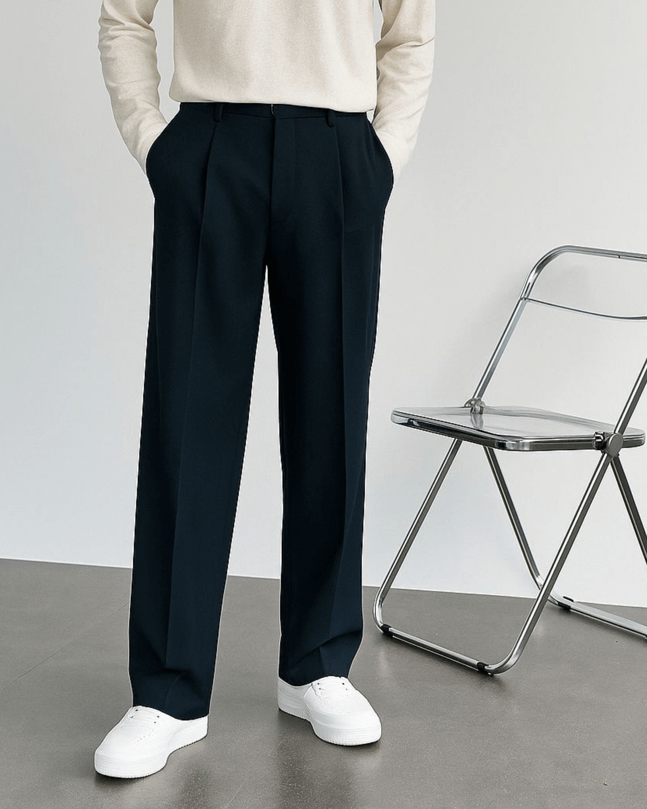 Navy Blue Stretch Pants