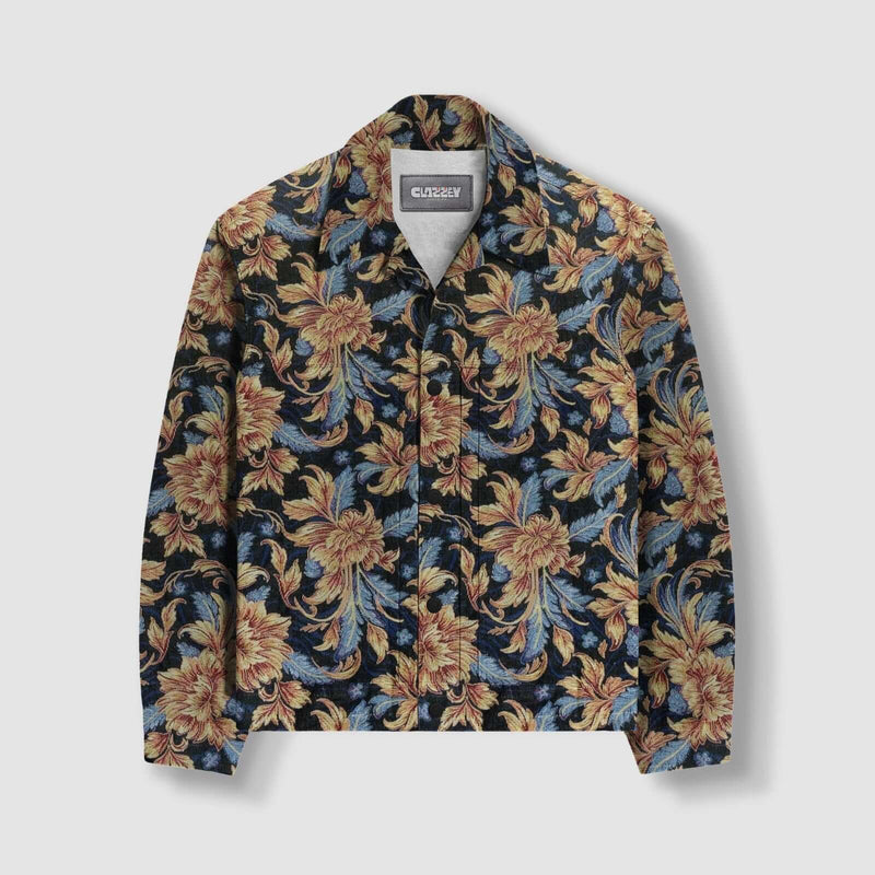 Baroque Bloom Shacket for Elegant Floral Streetwear Layering