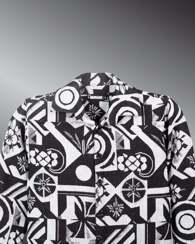 Graphic Illusion Shacket – Comfortable Jacquard Layer