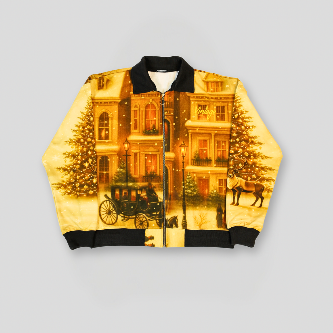 Vintage Golden Hour Fur-Lined  Zip-Up Jacket