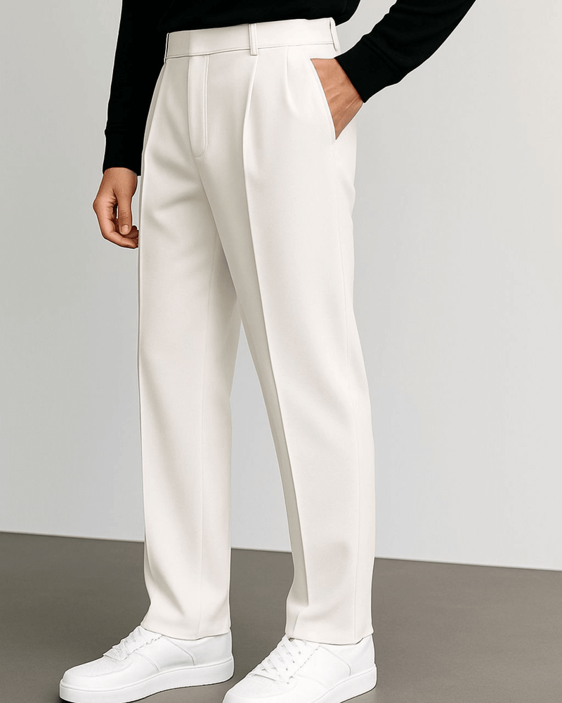 Ivory White Stretch Pants for Clean and Comfortable Streetwear