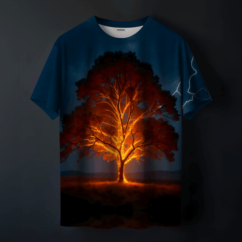 Jungle Flames Printed Tee for Bold and Fiery Streetwear Style