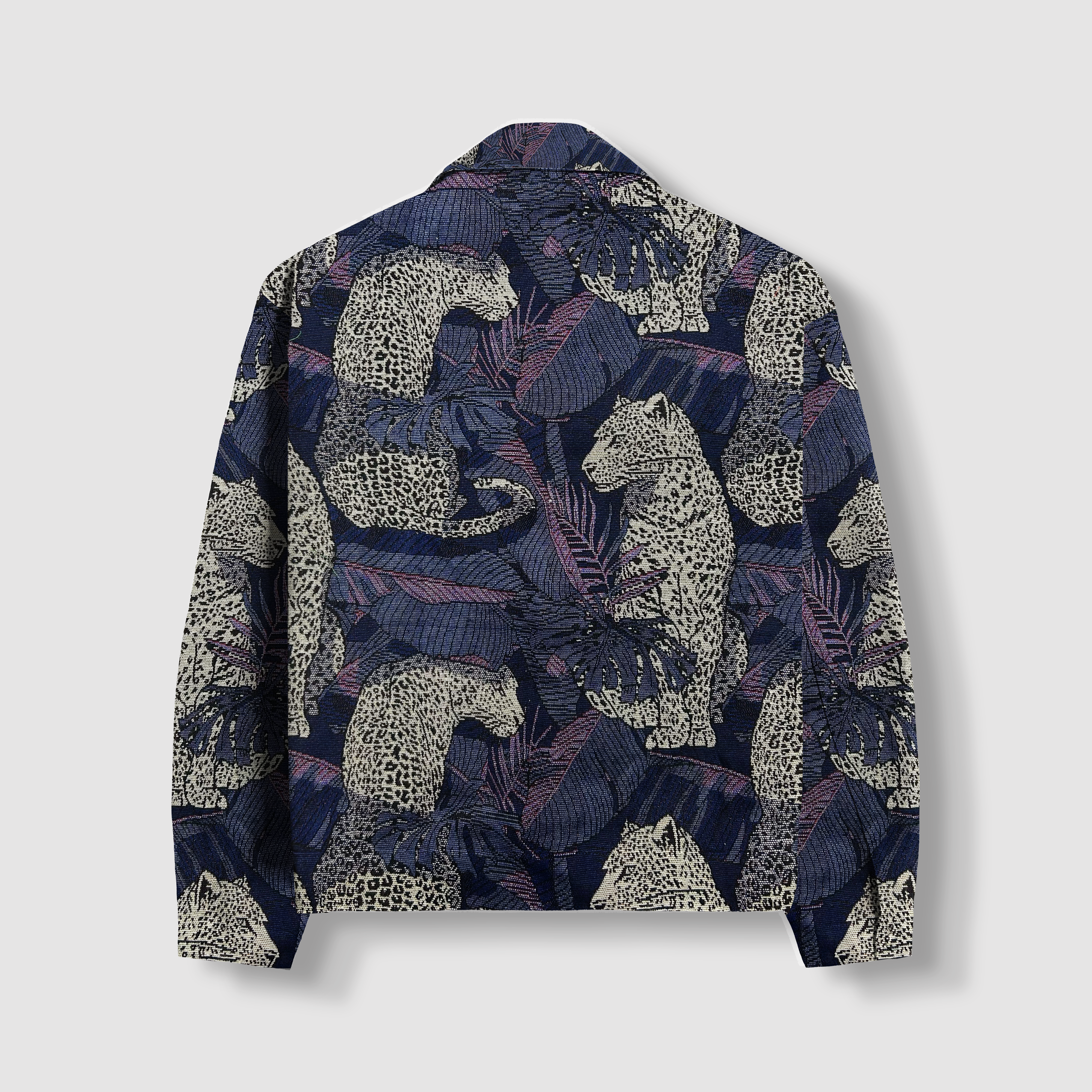 Leopard’s Lair Shacket – Luxury Jacquard Jacket