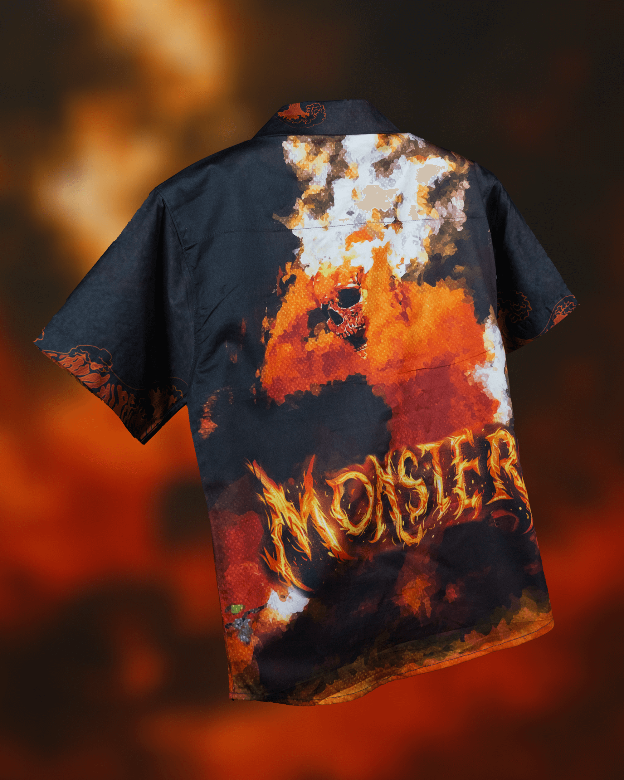 Monster Flames Cotton Shirt - CLAZZEY