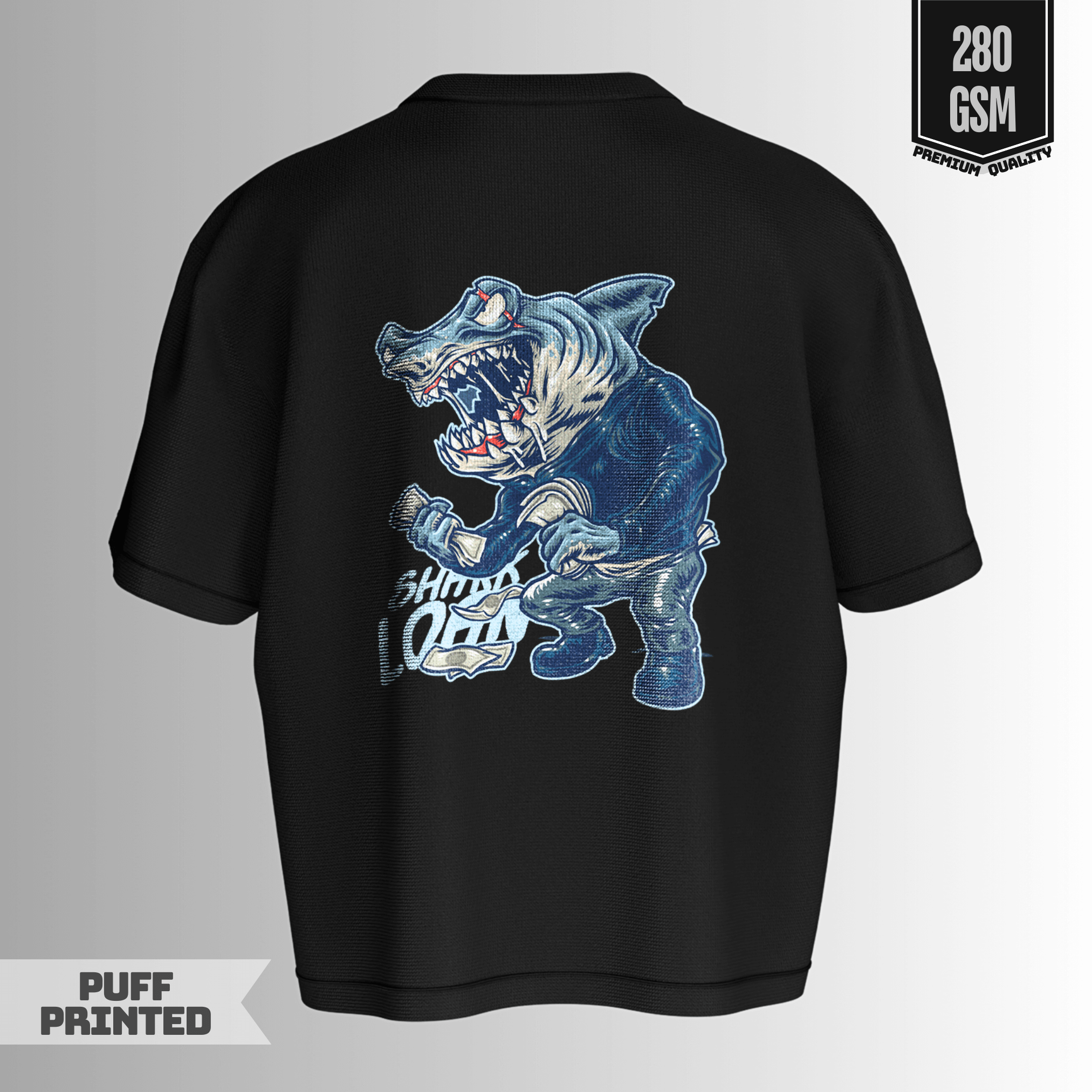 Shark Puff Printed Cotton Oversized Tee