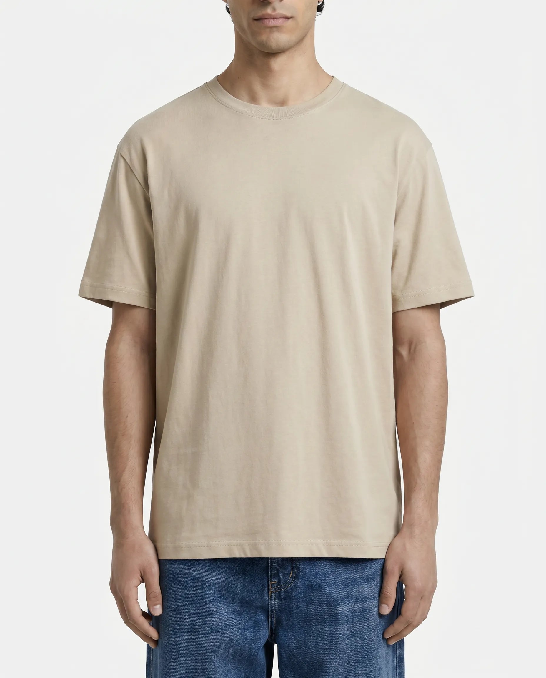 Premium Cotton Relaxed T-Shirt Beige CLAZZEY