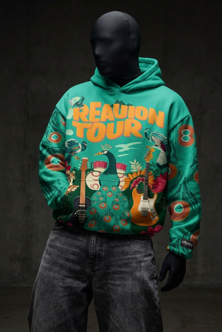 Reunion Tour Graphic Hoodie - Teal Groove Nation All-Over Print