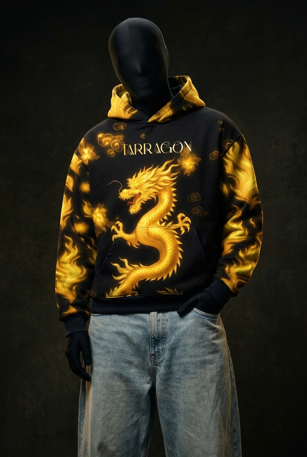 Inferno Dragon Graphic Hoodie – Golden Flame Streetwear