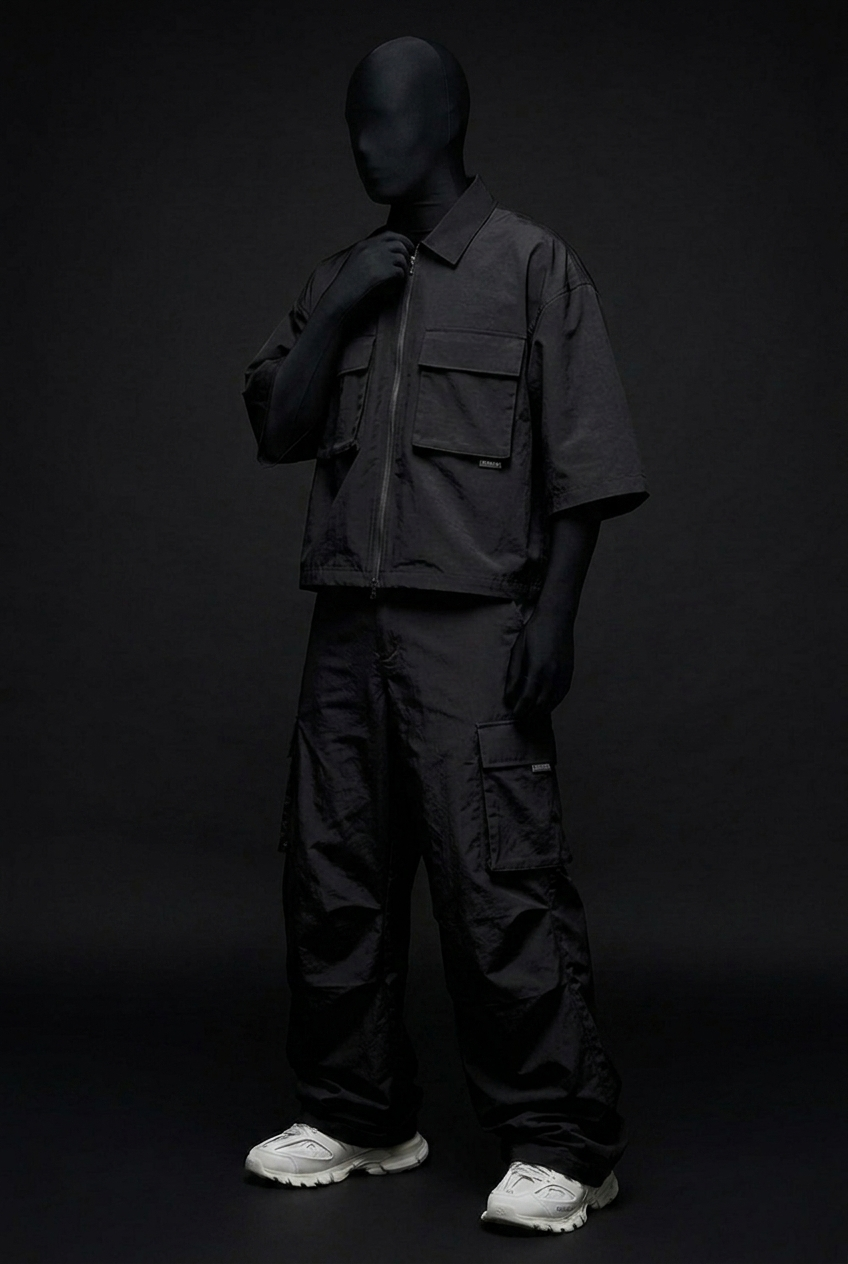 Black Utility Zip Co-ord // Tech-Nylon Series
