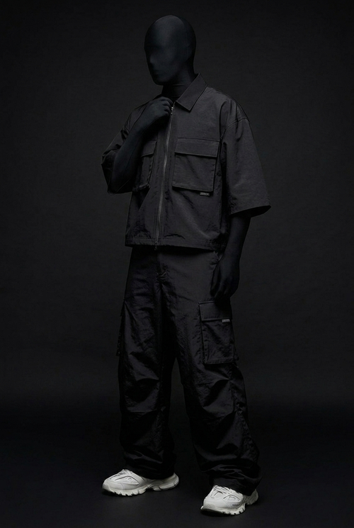 Black Utility Zip Co-ord // Tech-Nylon Series