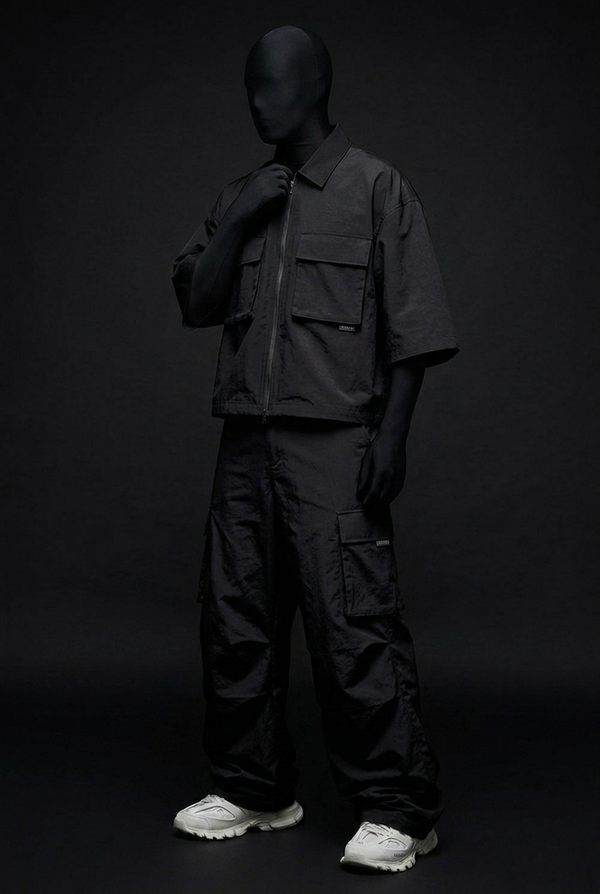 Black Utility Zip Co-ord // Tech-Nylon Series