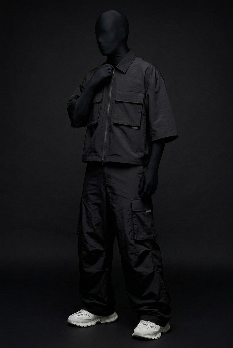 Black Utility Zip Co-ord // Tech-Nylon Series