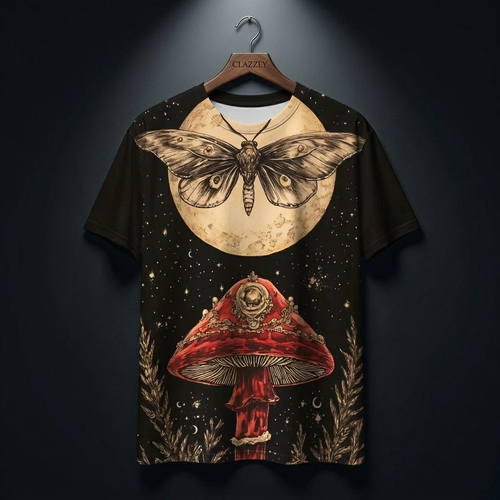 Dark Bloom Printed Tee – Floral Graphic Cotton T-Shirt