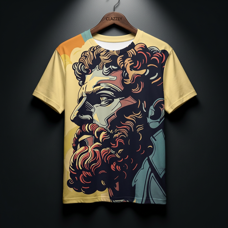 Olympian God Printed Tee for Mythical and Powerful Streetwear
