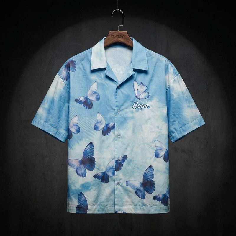Ethereal Hope Cotton Shirt - Cuban Collar Shirt