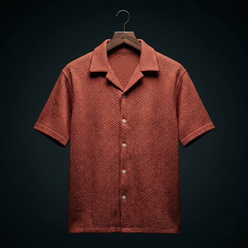Rustic Clay Knitted Shirt