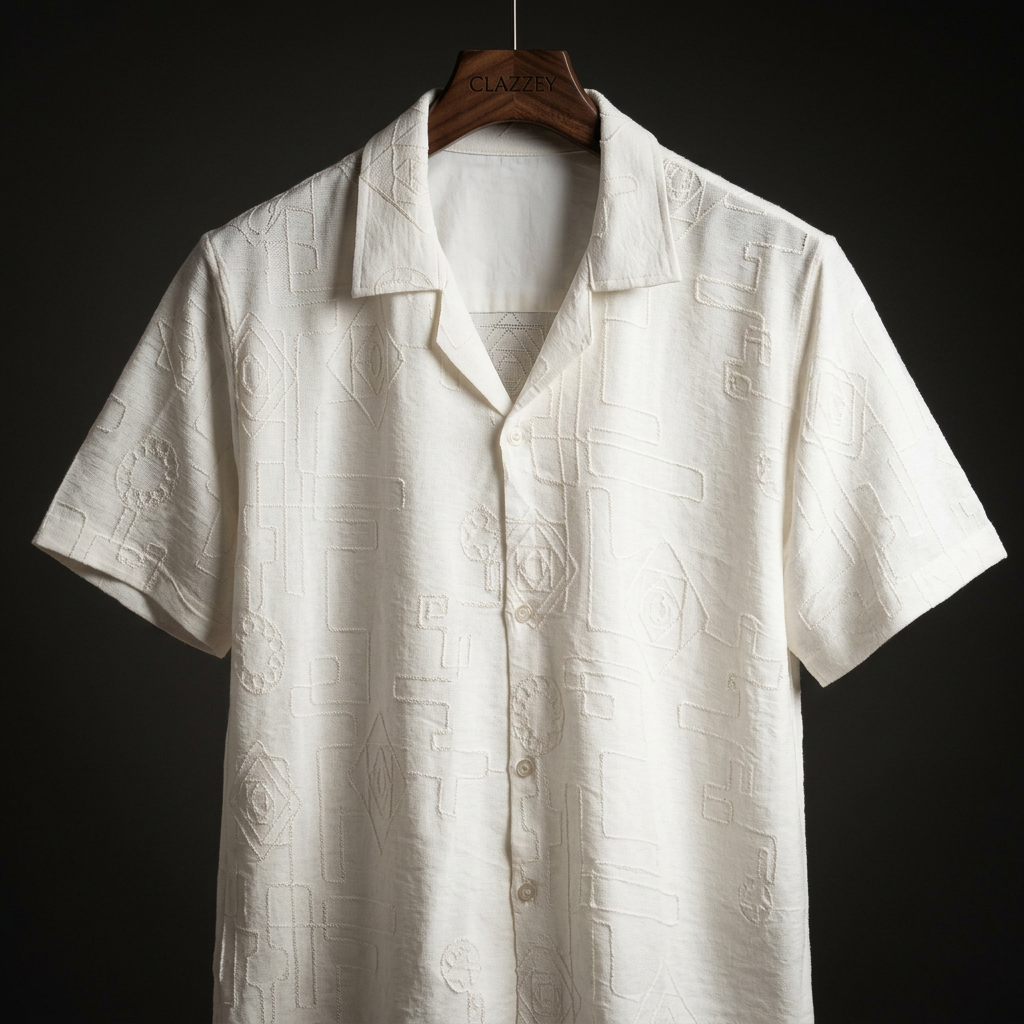Linear Luxe white Knitted Shirt