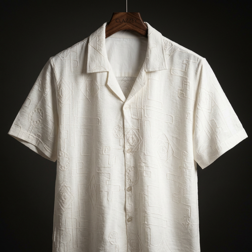Linear Luxe white Knitted Shirt