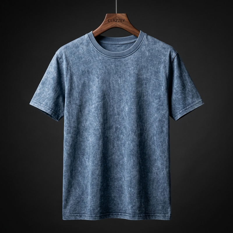 Stone Acid Wash Tee - Midnight Blue