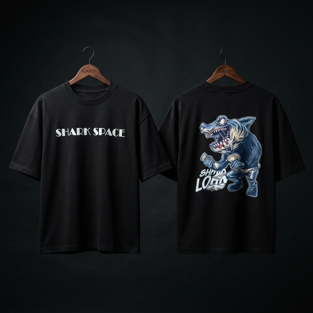 Shark Puff Printed Cotton Oversized Tee