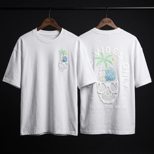 Skull Vibes Puff Printed Oversize Tee