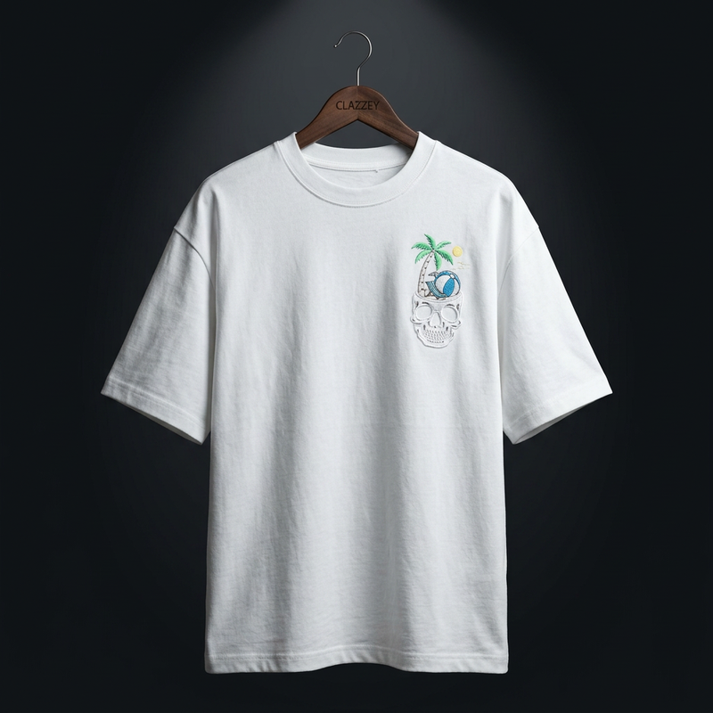 Skull Vibes Puff Printed Oversize Tee