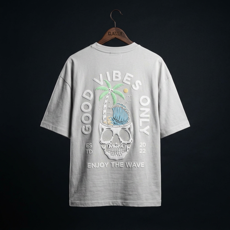Skull Vibes Puff Printed Oversize Tee