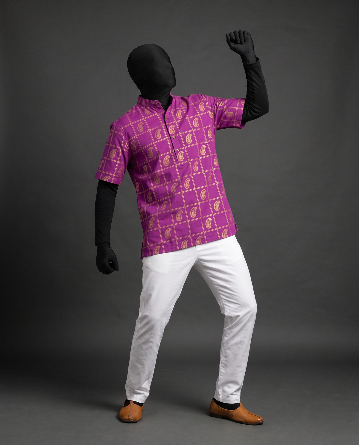 Magenta Paisley Short Kurta