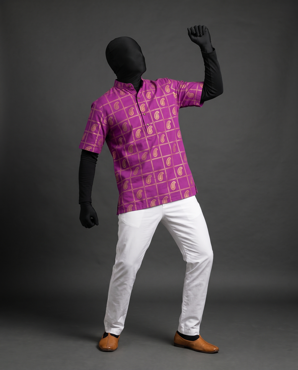Magenta Paisley Short Kurta