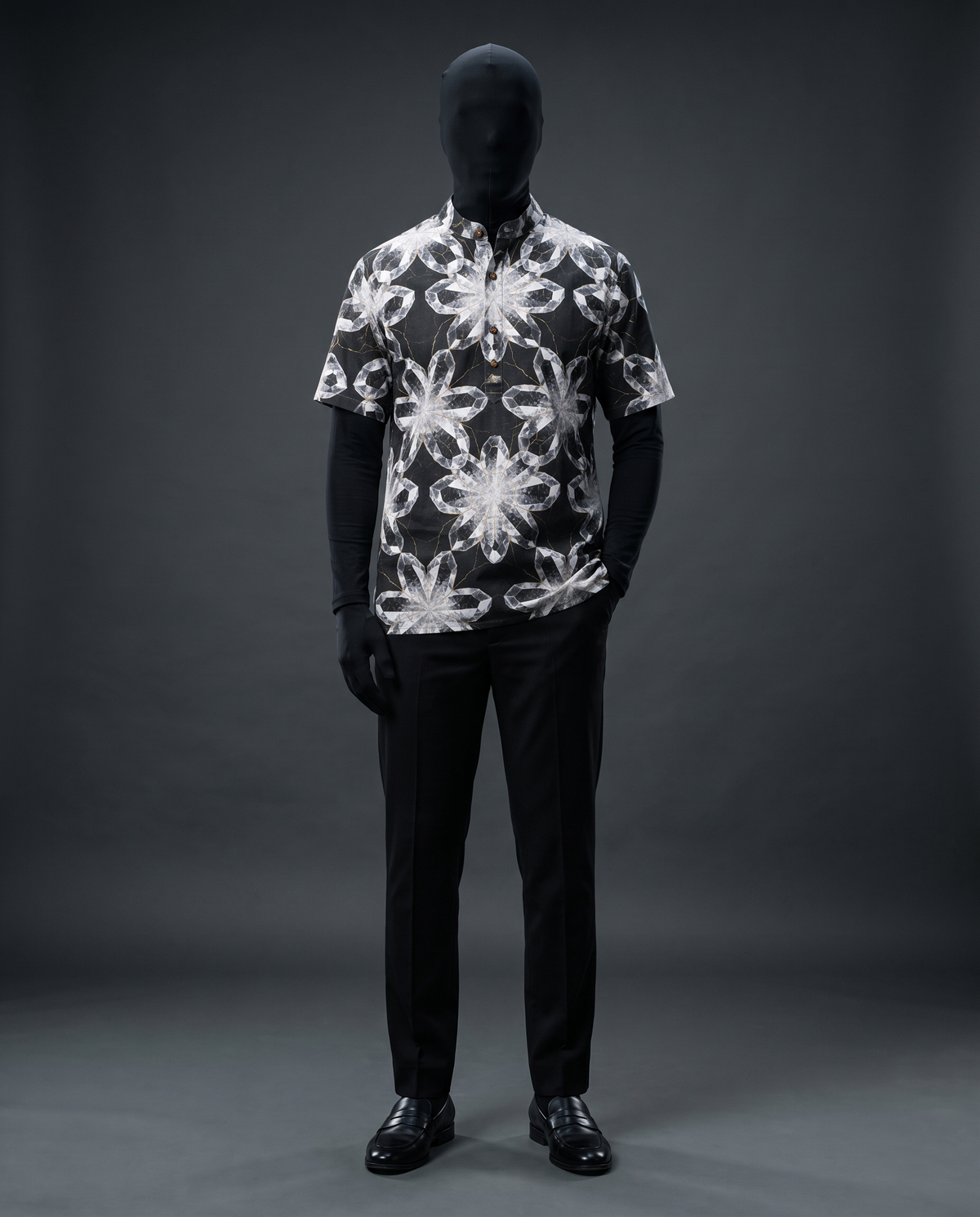 Crystal Bloom Black Short Kurta
