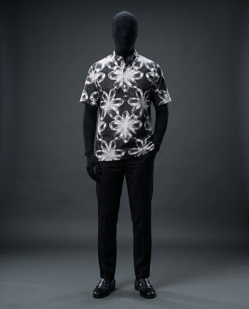 Crystal Bloom Black Short Kurta