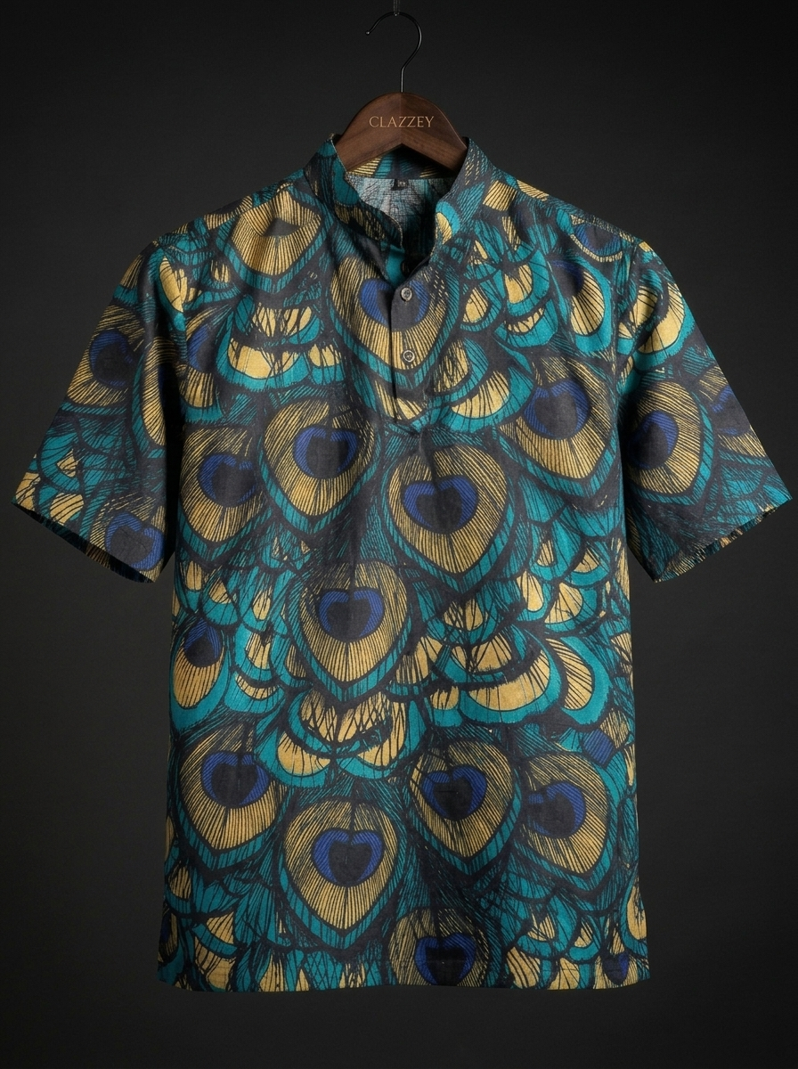 Royal Feather Short Kurta hanging front view