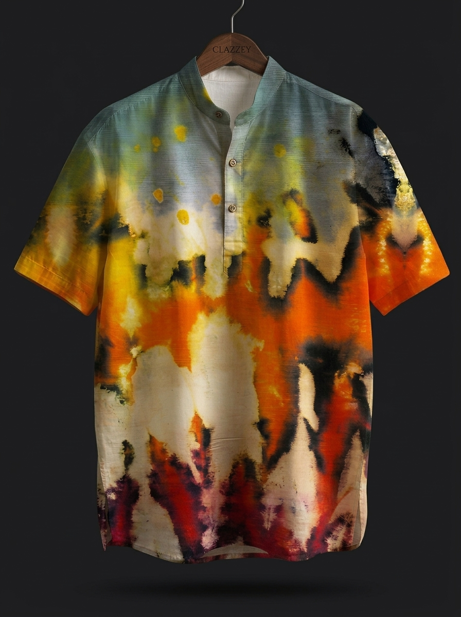 Abstract Fire Short Kurta - back hanging shot