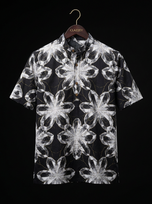 Crystal Bloom Black Short Kurta