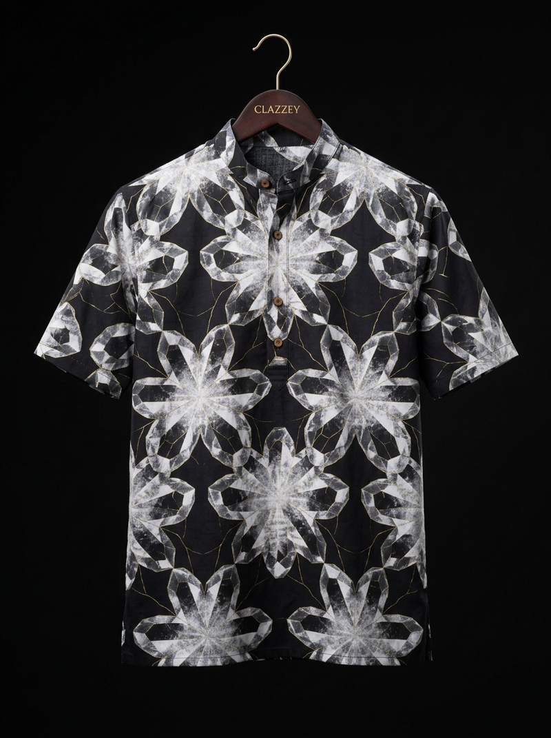 Crystal Bloom Black Short Kurta